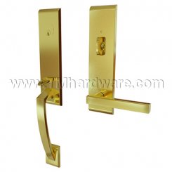 Emtek 4815FRL Contemporary Brass Apollo Tubular Entry Set with Freestone Lever