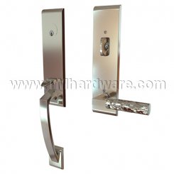 Emtek 4815LSHA Contemporary Brass Apollo Tubular Entry Set with L-Square Hammered Lever