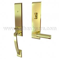 Emtek 4815LSKN Contemporary Brass Apollo Tubular Entry Set with L-Square Knurled Lever
