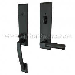 Emtek 4815LSTR Contemporary Brass Apollo Tubular Entry Set with L-Square Tribeca Lever