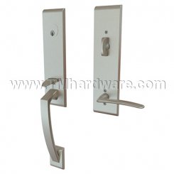 Emtek 4815POS Contemporary Brass Apollo Tubular Entry Set with Poseidon Lever