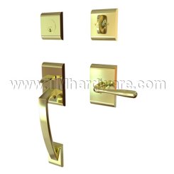 EMTEK Ares Entry Lock with Basel Lever, Polished Nickel US14 Finish