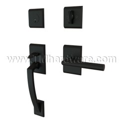 EMTEK Ares Entry Lock with Stuttgart Lever, Flat Black US19 Finish