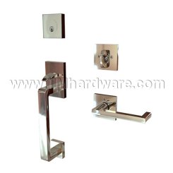 EMTEK Baden Entry Lock with Argos Lever, Polished Nickel US14 Finish