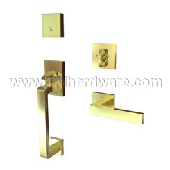 EMTEK Baden Entry Lock with Dumont Lever, Satin Brass US4 Finish