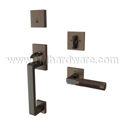 EMTEK Baden Entry Lock with L-Square Knurled Lever, USB10B Finish