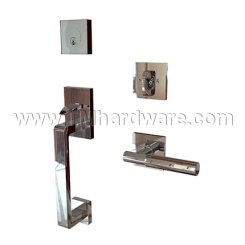 EMTEK Baden Entry Lock with T-Bar Faceted Lever,  Polished Chrome US26 Finish
