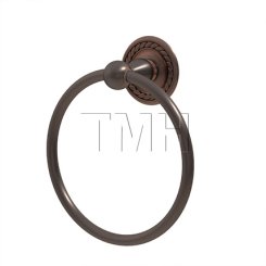 Emtek 2601 Traditional Brass Towel Ring with Brass Rope Rosette (US10B)