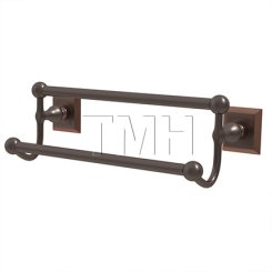 Emtek 26031 Traditional Brass Double Towel Bar with Brass Quincy Rosette (US10B)