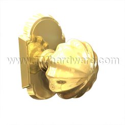 Emtek Melon Door Knob, Classic Brass, Passage, #8 Rosette, Polished Brass - Lifetime (US3) Finish