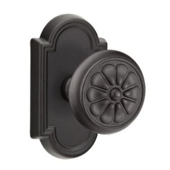 Emtek Petal Knob, Lost Wax Cast Bronze Handleset, Passage, #11 Rosette, Flat Black Bronze (FB)