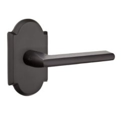 Emtek Lariat Lever, Sandcast Bronze Leverset, Passage, #1 Rosette, Flat Black Bronze (FB)