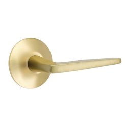 Emtek Hermes Door Handle, Modern Classic Brass, Passage, Modern Rosette, Satin Brass (US4) Finish