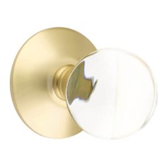 Emtek Bristol Glass Door Knob, Modern Glass Knobset, Passage, Modern Rosette, Satin Brass (US4) Finish