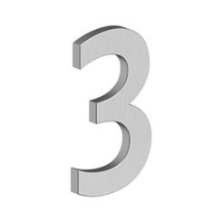 Deltana Stainless Steel Modem Numbers, B Series with Riser, No"3" Digit Satin Stainless Steel (US32D) Finished