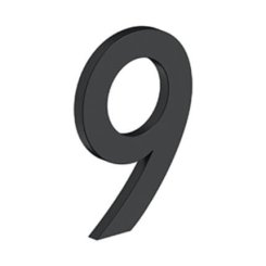 Deltana Stainless Steel Modem Numbers, B Series with Riser, No"9" Digit Flat Black (US19) Finished