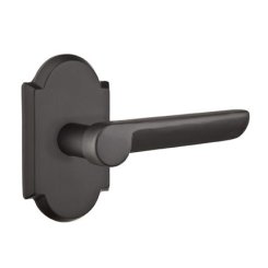 Emtek Aurora Lever, Sandcast Bronze Leverset, Passage, #1 Rosette, Flat Black Bronze (FB)