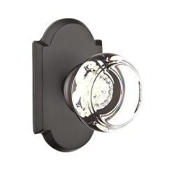 Emtek Georgetown Glass Knob, Sandcast Bronze Door Knob, Passage, #1 Rosette, Flat Black Bronze (FB)