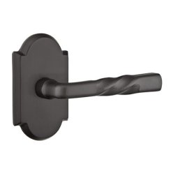 Emtek Montrose Lever, Sandcast Bronze Leverset, Passage, #1 Rosette, Flat Black Bronze (FB)