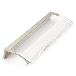 Positano Long Edge Pull- Satin Nickel, Clear
