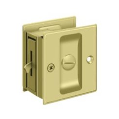 Deltana SDL25 Privacy Pocket Door Lock, 2-1/2" X 2-3/4", Polished Brass (US3) Finished