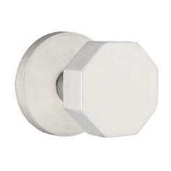 Emtek, Cast Stainless Steel Series, Passage, Octagon Knob, Disk Rosette, Brushed Stainless Steel Finish