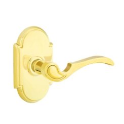 Emtek Coventry Door Handle, Designer Brass, Passage, #8 Rosette, Polished Brass - Lifetime (US3) Finish