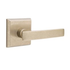 Emtek Yuma Sandcast Bronze Leverset, Passage with #6 Rosette in Tumbled White Bronze (TWB) Finish