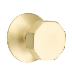 Emtek Octagon Door Knob, Modern Designer Brass, Passage, Modern Rosette, Satin Brass (US4) Finish