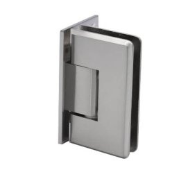 FHC Carolina Beveled 5 Degree Positive Close Wall Mount Hinge for Shower Doors -  Offset Back Plate, Satin Nickel (US15) Finished