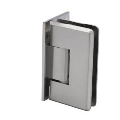 FHC Carolina Beveled Wall Mount Hinge  for Shower Doors - Offset Back Plate, Satin Nickel (US15) Finished