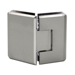 FHC Carolina Beveled Glass To Glass 135 Degree Hinge for Shower Doors - 3/8" To 1/2" Glass,  Satin Nickel (US15) Finished