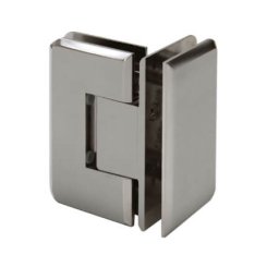 FHC Carolina Beveled Glass To Glass 90 Degree Hinge for Shower Doors - 3/8"-1/2" Glass, Satin Nickel (US15) Finished