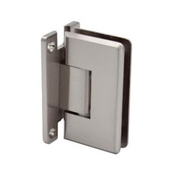 FHC Carolina Beveled Wall Mount Adjustable Hinge for Shower Doors - Full Back Plate, Satin Nickel (US15) Finished