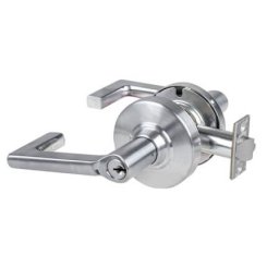 Schlage Longitude Door Handle, Mechanical Door Locks, ND Series, Keyed, Double Cylinder Function, Vestibule Lock, Satin Chrome Plated Finish