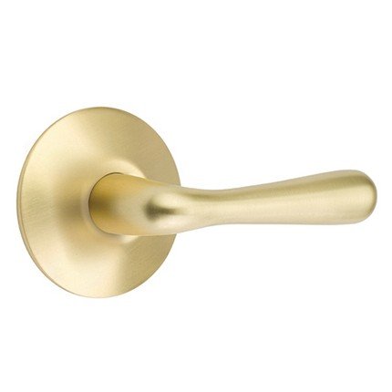 Emtek Basel Door Handle, Modern Designer Brass, Passage, Modern Rosette, Satin Brass (US4) Finish