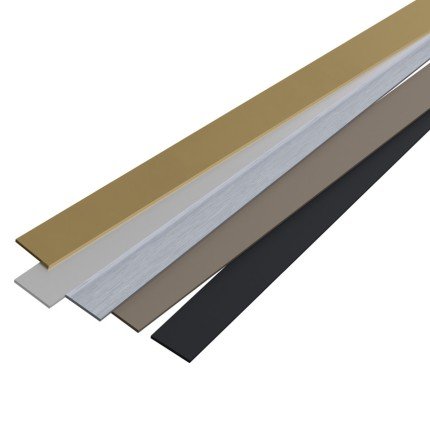 Cabinet Accent Strap, Aluminum, 3/4" x 1/16" x 72" (W x H x L), Satin/Brushed Aluminum Finish