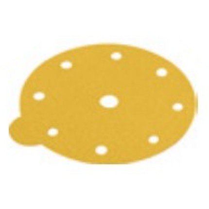 Hafele Abrasive Paper Disc, 6" Aluminum Oxide, PSA, Tabbed, 9 Holes, Grit 100, Pack of 100