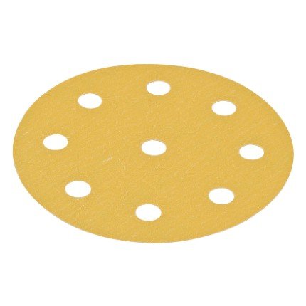 Hafele Abrasive Paper Disc, 6" Aluminum Oxide, Hook-N-Loop, 9 Holes, Grit 100, Pack of 100