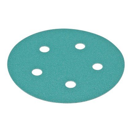 Hafele Abrasive FilmBac Premium Disc, Hook-N-Loop, 5", Aluminum Oxide, 5 Holes, Grit 400, Pack of 100