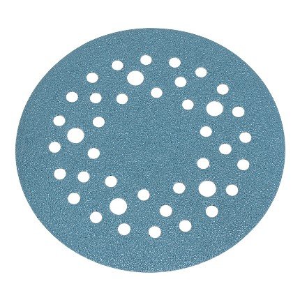 Hafele Abrasive FilmBac Premium Disc, Hook-N-Loop, 5", Aluminum Oxide, 40 Holes, Grit 100, Pack of 100