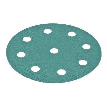 Hafele Abrasive FilmBac Disc, Hook-N-Loop, 6" Premium, Aluminum Oxide, 9 Holes, Grit 400, Pack of 100
