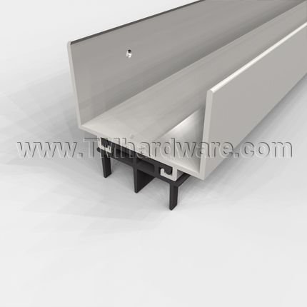 Pemko #2173 Door Shoe Sweep, U-Shaped Aluminum with .69" Notched Eco-V (Vinyl) Triple Fin Seal, 36" Length, Mill Finish Aluminum