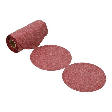 Hafele Premier Red Abrasive Disc, PSA 5", Aluminum Oxide, Rolls, no Holes, Grit 100, Pack of 100