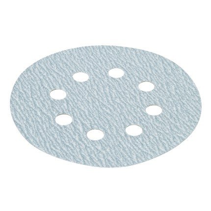 Hafele Abrasive Disc, Hook-N-Loop, 5", Silicone Carbide, 8 Holes, Grit 120, Pack of 100