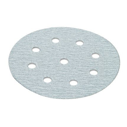 Hafele Abrasive Disc, Hook-N-Loop, 5", Silicone Carbide, 9 Holes, Grit 120, Pack of 100