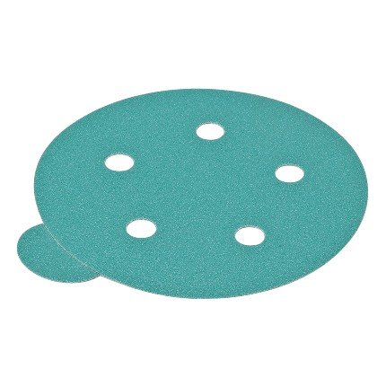 Hafele Aluminum Oxide Disc, PSA, 5", Ceramic Blue, 5 Holes, Grit 100, Pack of 100