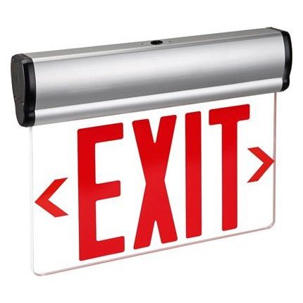 Topaz ESEL/SFS/CL/B LED Indoor Luminaries Exit & Emergency Lighting, Clear Edge Lit Exit Sign, Red Font