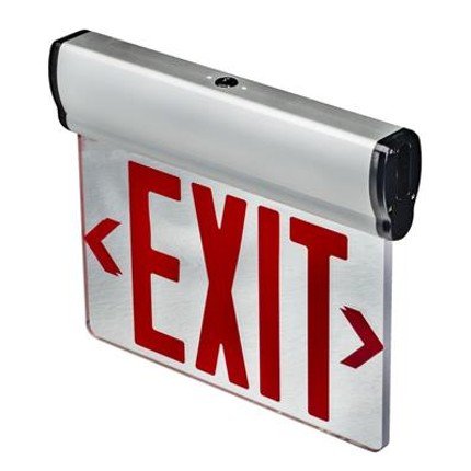 Topaz ESEL/SFS/CL/B LED Indoor Luminaries Exit & Emergency Lighting, Mirror Edge Lit Exit Sign, Red Font