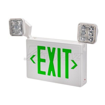 Topaz TPESC/LED LED Exit Sign with 2-Lamp Heads and Battery Backup, Green Font